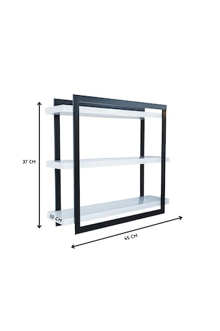 Mutfak Banyo Rafı 3 Raflı Metal Çerçeveli Beyaz