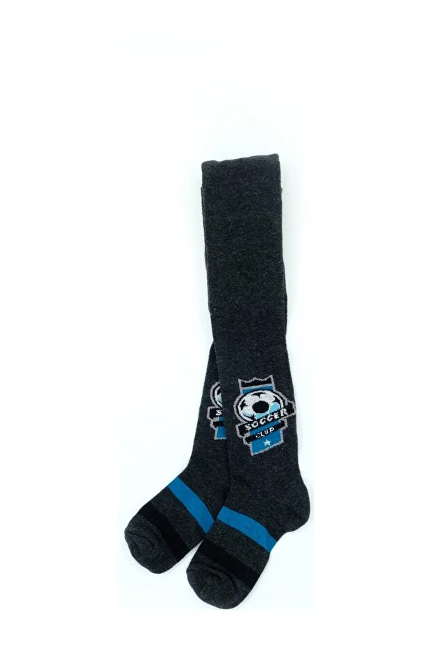 Veraye Socks Erkek Külotlu Çorap Soccer Clup Desen Pamuklu Penye 3'lü Gri-siyah-lacivert