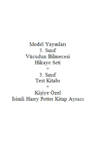 3. Sınıf Hikaye Kitabı Seti Model Yayınları Vücudun Bilmecesi + 3. Sınıf Test Kitabı + Kişiye Özel İsimli Harry Potter Kitap Ayracı