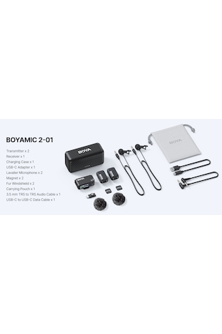 Boya Boyamic 2-01 Profesyonel Çift Mikrfsertfikalı Dahili Hafızalı Kablosuz Mikrofon