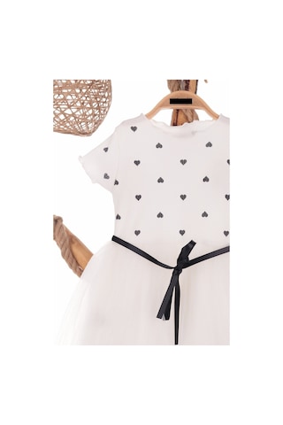 Kalp Baskılı 2-7 Yaş Arası Beyaz Kız Çocuk Tüllü Elbise Doğum Günü Özel Gün Ve Geceler İçin Beyaz