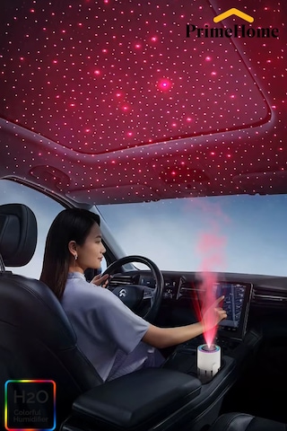 H2o Nemlendirici Buhar Makinası Hava Ultrasonik Kırmızı Ambiyanslı Beyaz 360 Derece