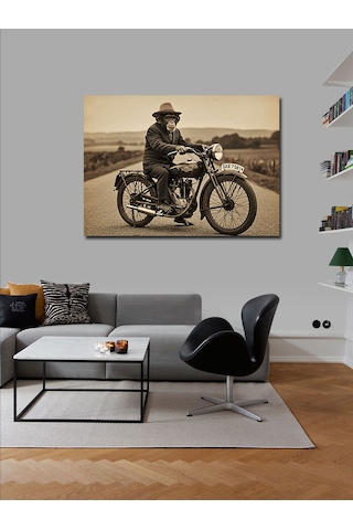 Kanvas Tablo Eski Zamanlardan Motosikletçi