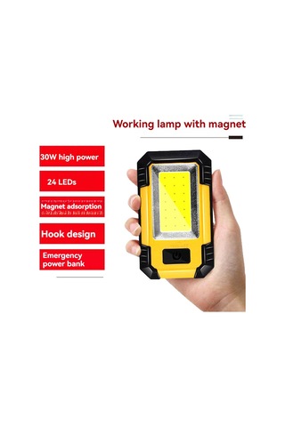 Led El Feneri Taşınabilir El Feneri Cob Mıknatıslı Çalışma Işığı Sarı Ve Siyah Sarı - Siyah