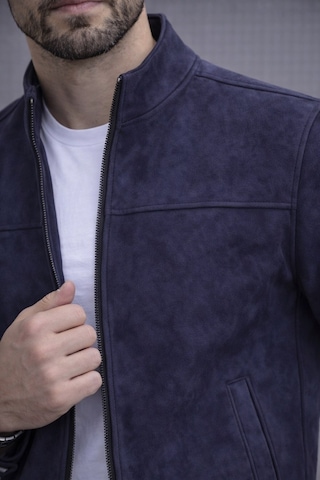 Baselco Slim Fit Dik Yaka Mevsimlik Süet Ceket Lacivert