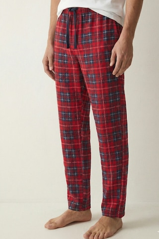 Elemge 2 Li Takım Erkek Kareli Pijama Altı Cepli Rahat Kalıp Ipli Yumuşak Relax Fit Yeşil Kırmızı Ekose Alt Kırmızı-yeşil