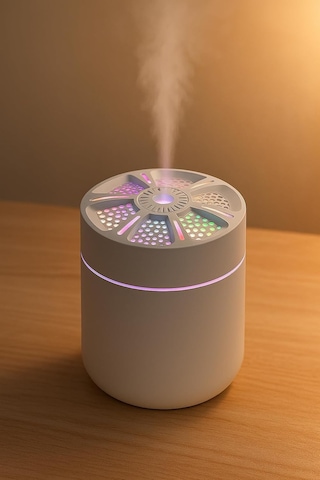 Busstier Led Işıklı Mini Aroma Difüzör Beyaz Usb Hava Nemlendirici Sessiz Çalışan Taşınabilir Nem Makinesi Mas