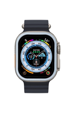 Apple Watch Uyumlu Ultra 49mm Alüminyum Kasa Cam Ekran Koruyucu - Mavi