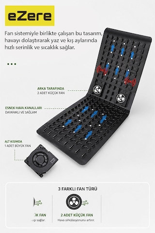 Ezere Coolseat 12v Araç Koltuk Soğutucu Ve Isıtıcı Fanlı Minder 3 Kademeli