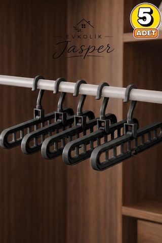 Jasper Siyah Çok Fonksiyonlu 9 Gözlü Dolap Içi Düzenleyici Organizer Sihirli Askı Tişört Gömlek Elbise Ask