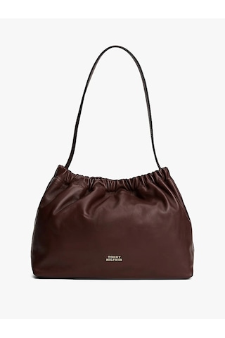 Tommy Hilfiger Soft Leather Shoulder Bag Kadın Kahverengi Çanta - Aw0aw18307