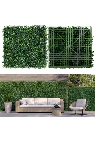 Moeput 12 Adet Çim Duvar Panelleri 10"x10" Suni Çim Duvar Panelleri Yeşillik Zemin Dekor Şimşir Çit Sku: Smg8690010017147 Abanoz