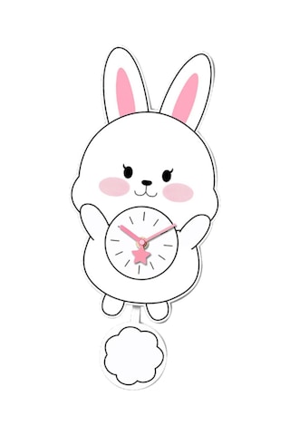 Homyl Tavşan Sarkaçlı Duvar Saati Sessiz Saat Akrilik Askılı Stil B