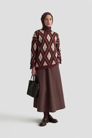 Armine Baklava Desenli Kazak 25kd6004 Bordo Bordo