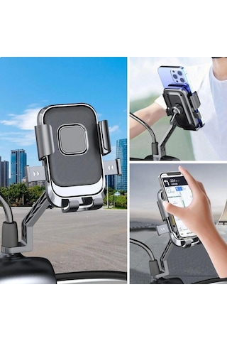 Motor,motosiklet,bisiklet ,scooter İçin 360 Derece Dönebilen Dikiz Aynası Versiyonu Telefon Tutucu A Çok Renkli