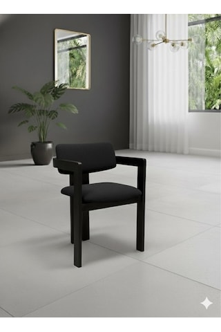 Noıre Ahşap Modern Yemek Masası 6 Kişilik Yemek Masa Takımı Siyah Siyah