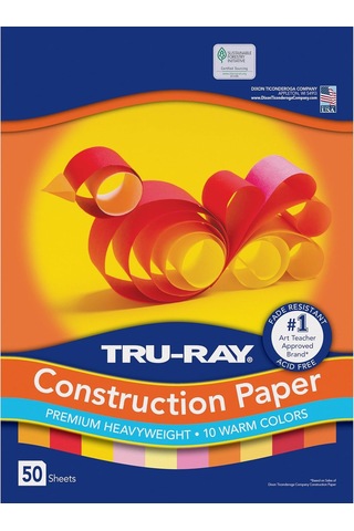 Lexroo Construction Paper, Warm Assorted, 12" X 18", 50 Sheets