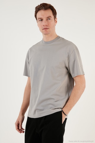 Buratti Pamuklu Relaxed Fit Sıfır Yaka Erkek T Shirt 5905446 Gri