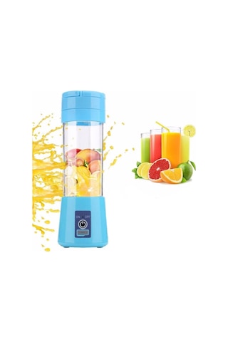 Portatif Taşınabilir Usb Şarjlı Mikser El Blender Mavi 380 ML