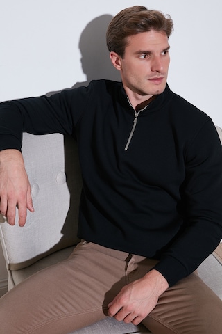 Buratti Pamuklu Regular Fit Yarım Fermuarlı Dik Yaka Erkek Sweat 59052592 Siyah