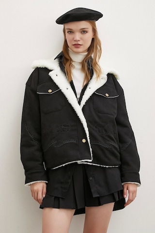 Never More Süet İçi Peluşlu Mont Siyah Siyah