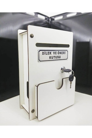 Beyaz Cepli Ahşap Dilek Ve Öneri Kutusu