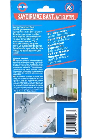 Boss Tape 0981 Islak Zemin Merdiven Kaydırmaz Bant 19mmx20cm Şeffaf