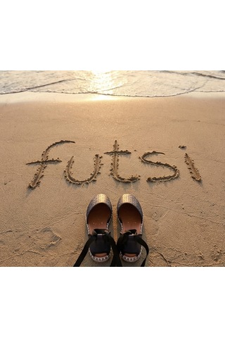 Futsishoes Fressia Lacivert Hakiki Deri Bilekten Bağlamalı Delikli Espadril Kadın Babet