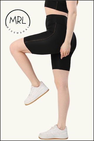 Kadın Siyah Yüksek Bel Toparlayıcı Biker Şort Kısa Spor Tayt Likralı Dalgıç Biker Tights 1043 Siyah Haki