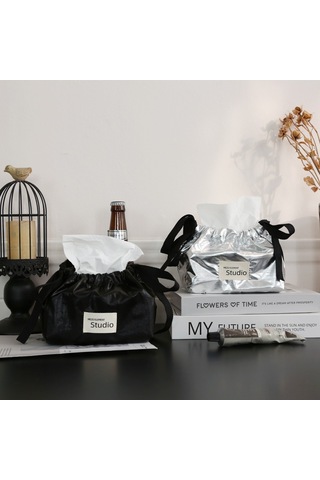 Fosenze Yüksek Kaliteli Poliester Ahşap Kutusu, Ev Ve Araç İçin Çok Amaçlı Dekoratif Tüpler Saklama Çantası, Basit Tasarım, Doğrudan Satış Parlak Gümüş