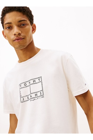Tommy Jeans Erkek T Shirt Dm0dm22317 Ybh Beyaz Beyaz