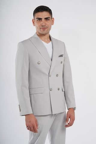 İntersivin Slim Fit Jogger Pantolonlu Erkek Gri Kruvaze Takım Elbise Gri