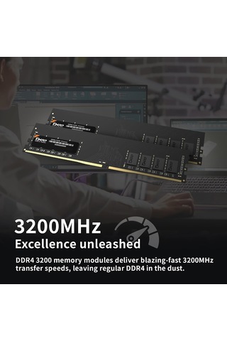 Ddr4 Ram 16gb 3200mhz, Pc4-25600 Cl22 1.2v 288-pin Non-ecc Tamponsuz Dimm, Masaüstü Bellek Modülü