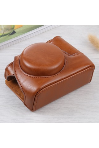 Sony Zv-1 İçin Tam Vücut Kamera Pu Deri Kılıf Çantası Kahverengi Diğer