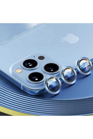 Apple Uyumlu iPhone 13 Pro Mercek-Lens Kamera Koruyucu Sierra Mavi