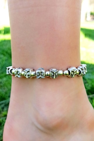 Antik Gümüş Kaplama Baykuş Şekil El Yapımı Kadın Halhal Gümüş