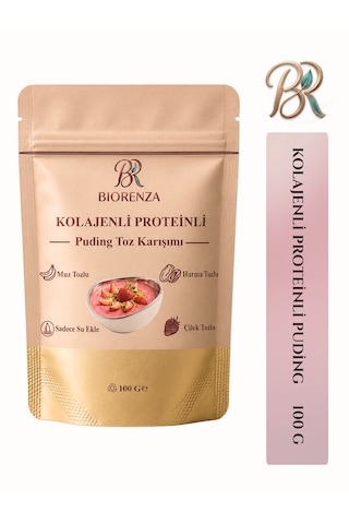 Kolajenli Proteinli Meyveli Puding Tozu Muzlu Çilekli Hurma Tozlu Şeker İlavesiz 100 G
