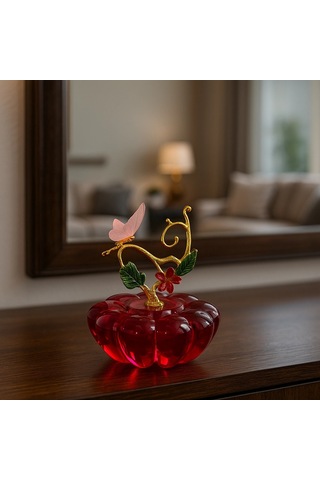 Kristal Kelebekli Dekoratif Kapaklı Obje 10x8