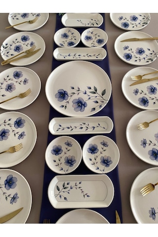 Purple Violet 12 Kişilik 21 Parça Kahvaltı Takımı Mor