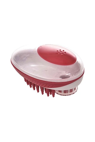 M-pets Rubeaz Şampuan Hazneli Yıkama Ve Masaj Fırçası Kırmızı 11,5x7,5 Cm 244-70002.01