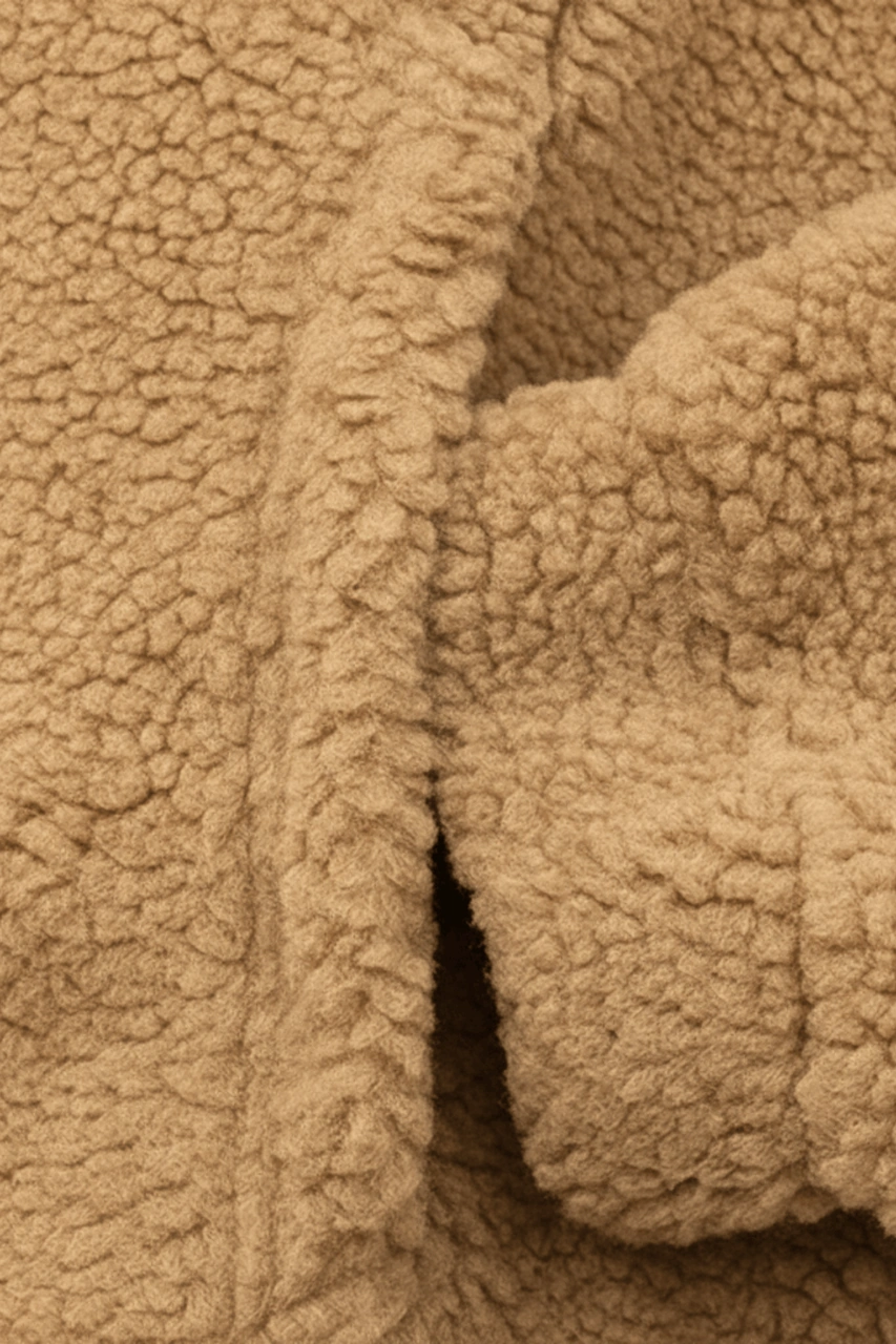 Genius Store Genıus Store Erkek Kapüşonlu Polar Sherpa Kuzu Kumaş İçi Şardonlu Kapüşonlu Sweatshırt Sherpa-kap Bej