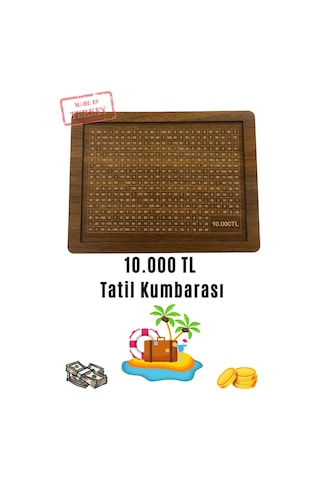 Kumbara Hedef Biriktirme Kumbarası Ahşap Kumbara Parabox 10000 Tl Kumbara