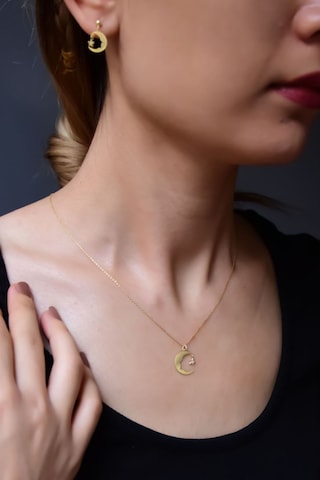 925 Ayar Gümüş Gold Atatürk Silüeti Kolye Ve Küpe Takım Atatürk Altın