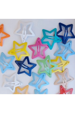Renkli Yildizli Çıtçıtlı Toka Seti 12 Adet Çok Renkli