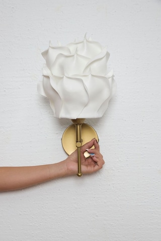 Dekor Yapay Eva Gül Üst Beyaz-metal Eskitme Gold Ledli Duvar Aydınlatması Aplik Beyaz