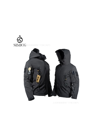 Erkekler İçin Yumuşak Kabuklu Kalın Rüzgar Geçirmez Sıcak Ceket Siyah