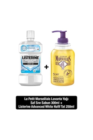 Listerine Advanced White 250 ML + Le Petit Marseillais Lavanta Yağı Saf Sıvı Sabun 300 ML