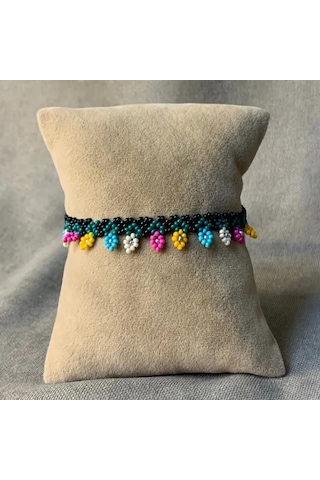 Uretti - Hülya 7360 - El Yapımı Renkli Kum Boncuk Çiçekli Halhal Çok Renkli