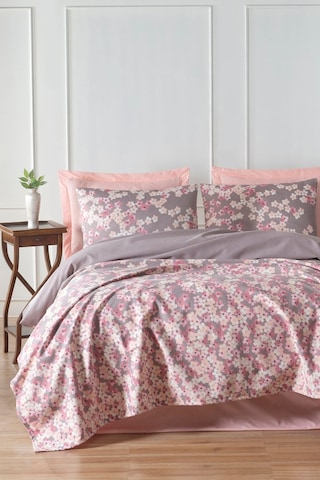 Doğal Pike Baskılı Çift Kişilik Piti Yaprak Mor Rose