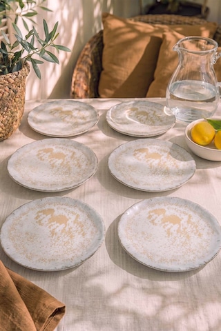 Vintage Cream Sirius 6'lı Pasta & Sunum Tabağı 22 Cm Çok Renkli